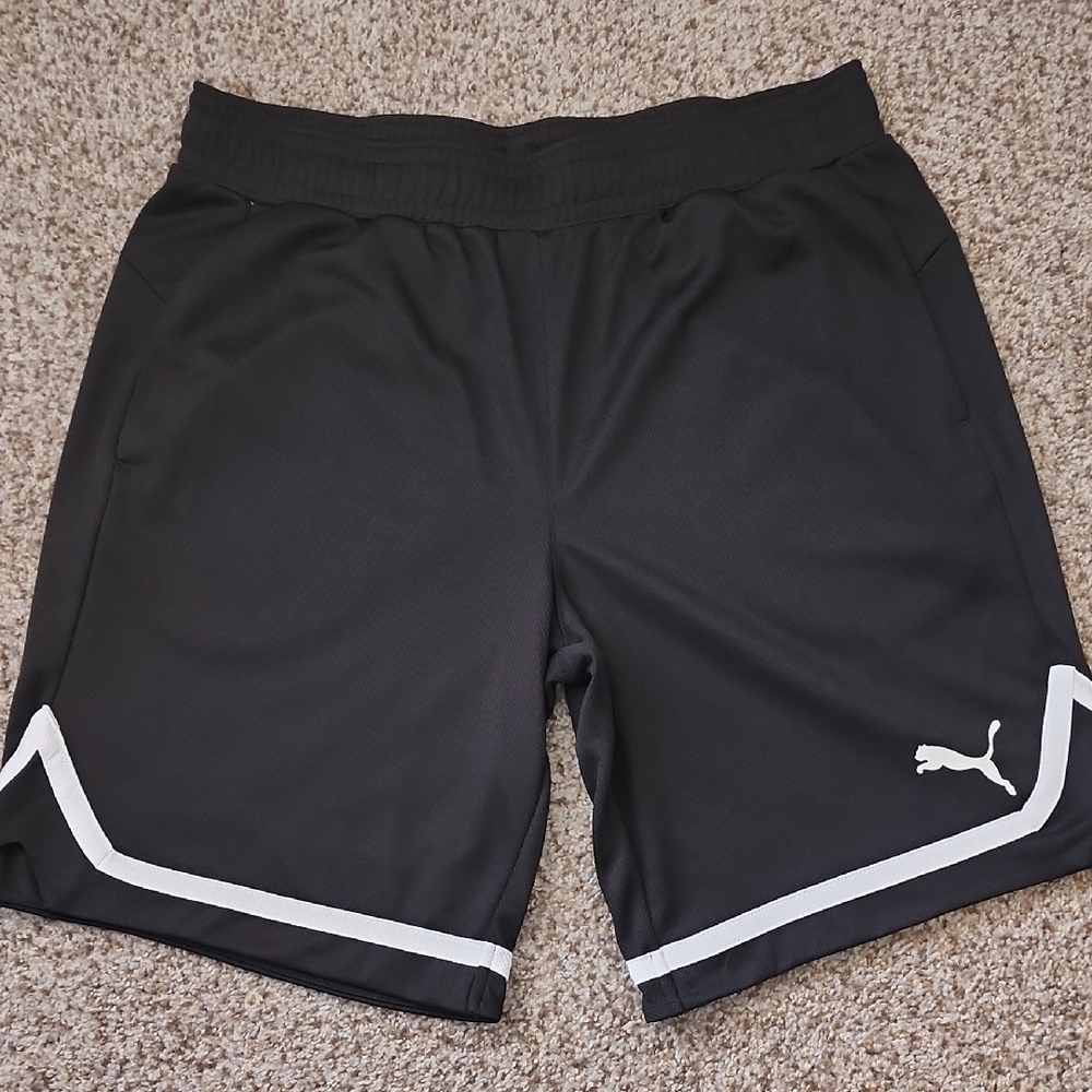 Puma Men's Black and White Athletic Shorts